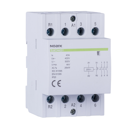 Protectie - Contactor modular 63 A cu 4 contacte normal deschise si bobina 220 230 V AC