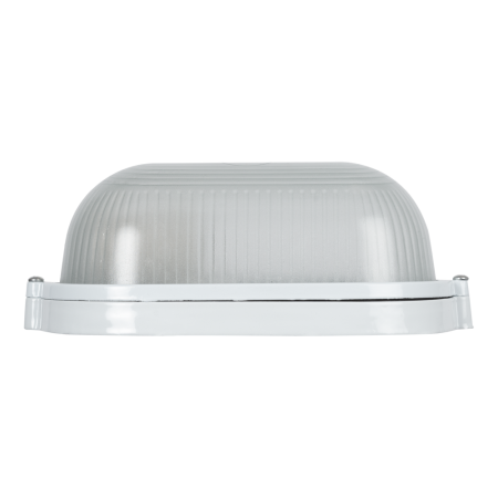 Plafoniere - Corp BAT oval alb cu dulie E27 si dispersor din sticla opal IP54