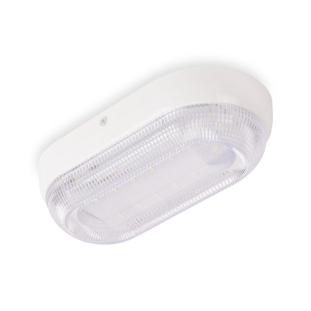 Plafoniera LED - Corp BAT LED oval alb 16W IP54 cu dispersor prismatic