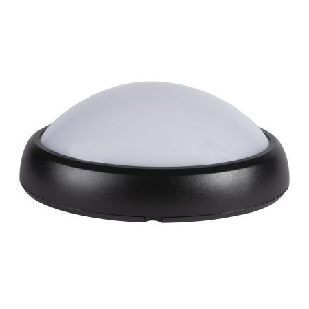 Plafoniera LED - Corp BAT LED oval negru cu dispersor opal IP65 si lumina calda 3000K