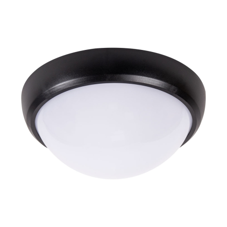 Plafoniera LED - Corp BAT LED rotund mare negru cu dispersor opal si protectie IP65