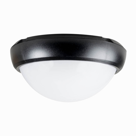 Plafoniera LED - Corp BAT LED rotund mare negru cu dispersor opal si protectie IP65