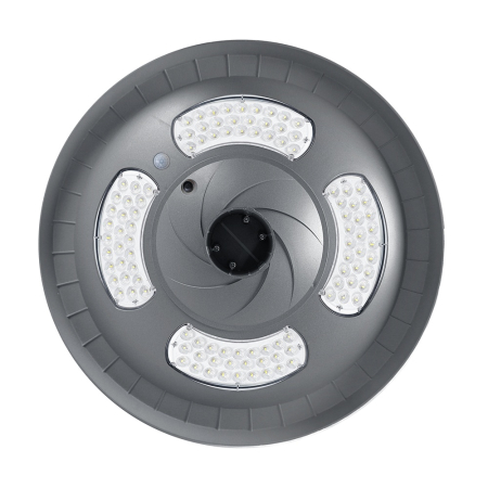 Surse de iluminat - Corp solar pietonal LED gri cu panou solar integrat si senzor de miscare pentru iluminat exterior