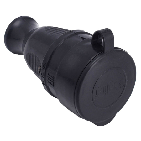 Fise si cuple - Cupla portabila Schuko din cauciuc neagra cu protectie IP44