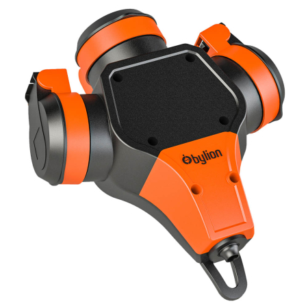 Fise si cuple - Cupla tripla din cauciuc de culoare orange pentru conectare electrica