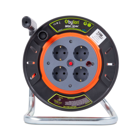 Conectica - Derulator electric cu 4 prize 2P E si cablu de 15 m 3x1.5 mm2 IP20
