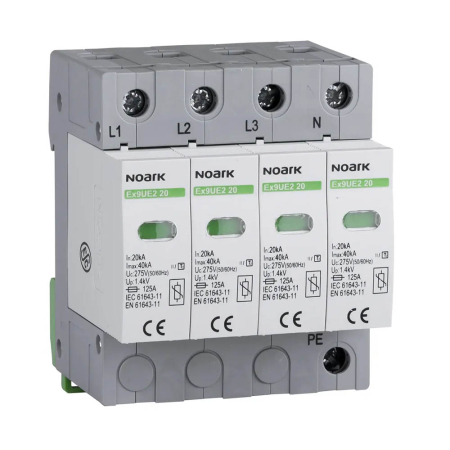 Protectie - Descarcator de supratensiune tip 2 cu 4 poli 20 kA 275 V AC si contact de semnalizare