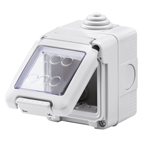 Doze - Doza aparat aparenta gri cu capac transparent pentru 2 module si protectie IP55