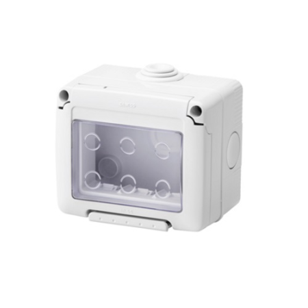 Doza aparat aplicata etansa cu capac transparent, 3 module, protectie IP55, 99x82x65 mm [0]