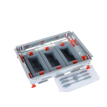 Trasee electrice - Doza pardoseala standard cu suport metalic orizontal 3x4 module si cosuri reglabile