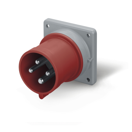 Fise si cuple - Fisa industriala incastrabila rosie 3P plus E 16A 400V IP44 cu pozitie 6h pentru montaj pe panou