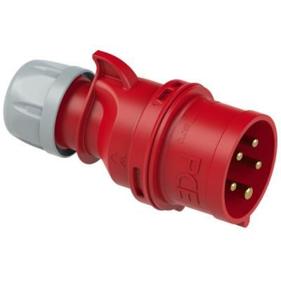 Fise si cuple - Fisa mobila industriala trifazata rosie 32A 400V IP44 cu 5 poli si pozitie 6h