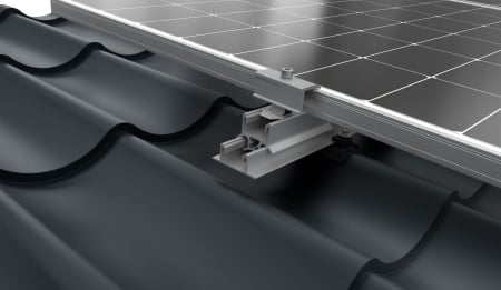Structura - FlexAdapter montat pe sina BasicRail pentru acoperis din tigla metalica
