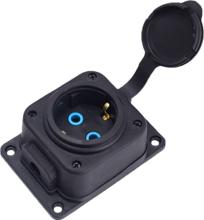 Grup cu 1 priza Schuko cauciuc neagra IP44 cu capac de protectie [0]
