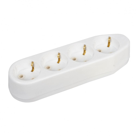 Prelungitoare si grupuri de prize - Grup alb cu 4 prize ceramice si contact de protectie