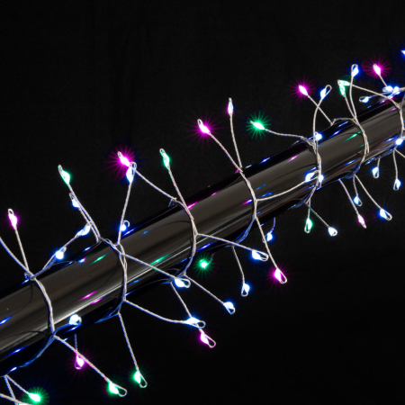 Iluminat festiv - Instalatie decorativa cu 288 LED-uri multicolore, 4 m, fir argintiu si timer
