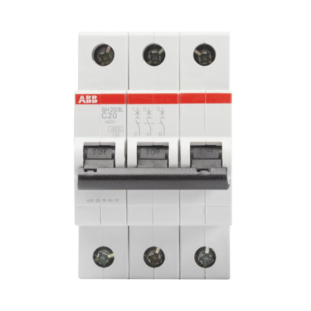 Protectie - Intrerupator automat miniatura tripolar 20 A curba C pentru sina DIN