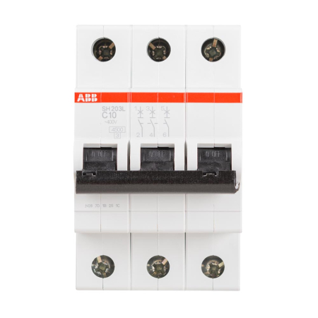 Protectie - Intrerupator automat modular 3 poli 10 A curba C 4.5 kA pentru tablou electric