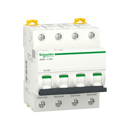 Protectie - Intrerupator automat tetrapolar 20 A curba C 6 kA pentru sina DIN