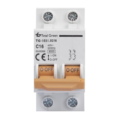 Protectie - Intrerupator automat modular bipolar 16A curba C 6kA pentru tablou electric