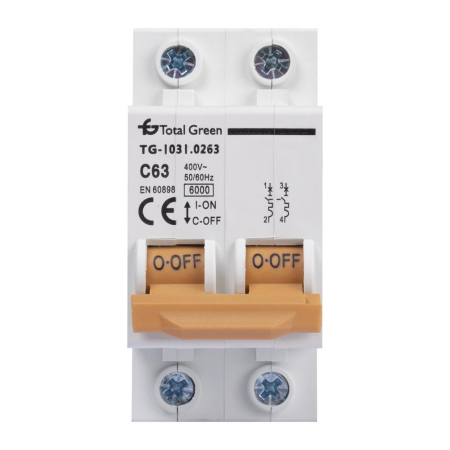 Protectie - Intrerupator automat modular bipolar 63A curba C 6kA pentru tablou electric