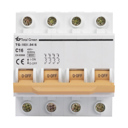 Protectie - Intrerupator automat modular tetrapolar 16A 6kA curba C cu 4 poli