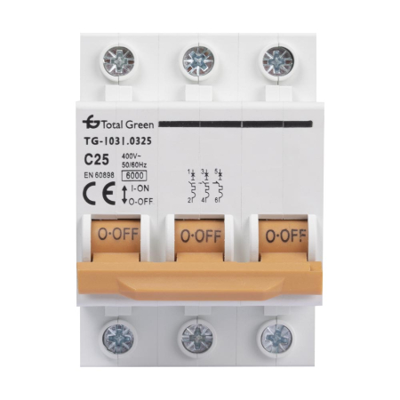 Protectie - Intrerupator automat modular tripolar 25 A cu curba C si capacitate de rupere 6 kA