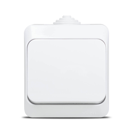 Aparataj - Intrerupator cap scara aplicat alb cu protectie IP44 pentru comanda iluminatului din doua puncte