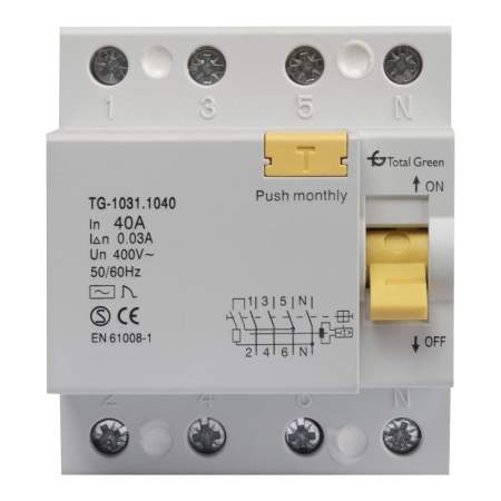 Protectie - Intrerupator diferential 4P 40A 30mA pentru tablou electric