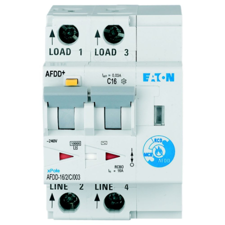 Protectie - Intrerupator diferential AFDD 2 poli 16 A curba C 30 mA tip AC pentru sina DIN