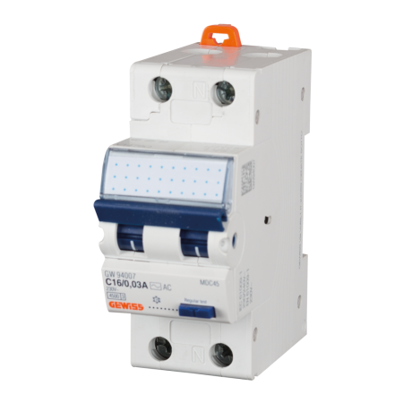 Protectie - Intrerupator magnetotermic diferential compact 1P+N 20A curba C 30mA 2 module