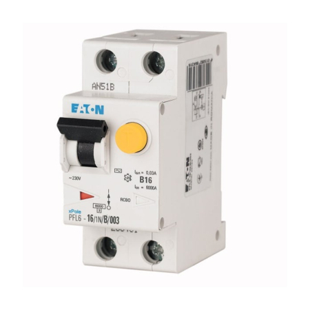 Protectie - Intreruptor diferential RCBO 1P plus N 16A 30mA 6kA curba B pentru sina DIN