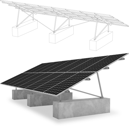 Structura - Kit montaj P-Rack pentru panouri fotovoltaice la sol pe fundatii din beton