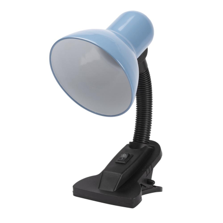 Surse de iluminat - Lampa de birou bleu din metal cu clips de prindere si dulie E27