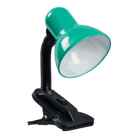 Surse de iluminat - Lampa de birou verde din metal cu clips si soclu E27