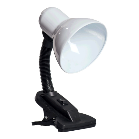 Surse de iluminat - Lampa de birou alba cu clip si dulie E27 pentru iluminare directionata