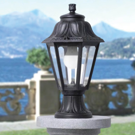 Surse de iluminat - Lampa decorativa de gradina neagra cu dulie E27 si difuzor transparent pentru exterior