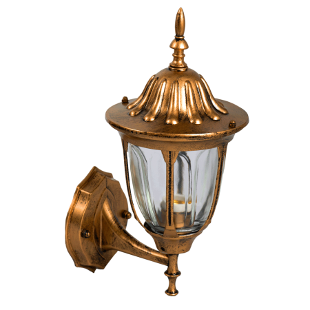 Corpuri iluminat exterior - Lampa decorativa de gradina cu finisaj antic si abajur din sticla transparenta