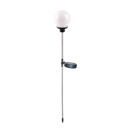 Surse de iluminat - Lampa solara LED decorativa alb crom pentru gradina cu inaltime de 84 cm