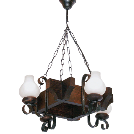 Lustra decorativa wenge cu patru abajururi din sticla alba si dulii E14 [0]