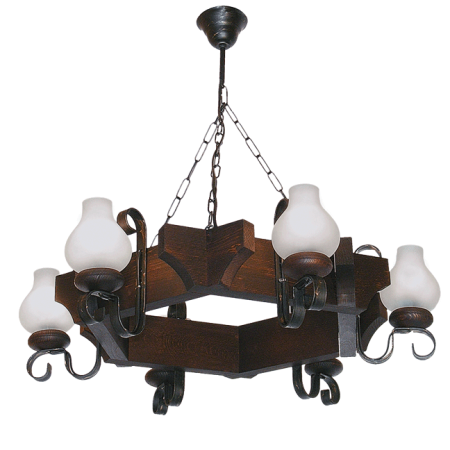 Lustra/pendul dulie - Lustra decorativa Davos wenge cu sase abajururi din sticla alba