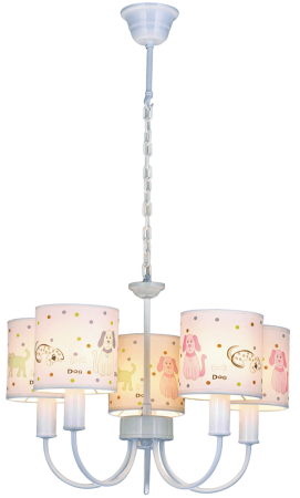 Lustra/pendul dulie - Lustra decorativa Dog multicolor pentru camera copiilor cu 5 dulii E14