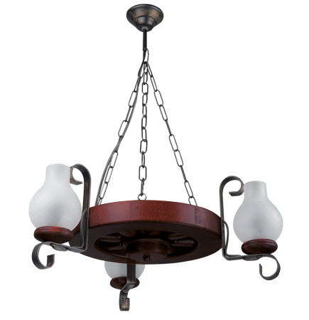 Lustra decorativa Elaria wenge cu trei dulii E14 si sticla alba [0]