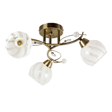 Lustra/pendul dulie - Lustra decorativa alba cu alama si trei abajururi din sticla alba