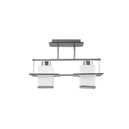 Lustra/pendul dulie - Lustra decorativa Kyoto negru crom cu doua abajururi din sticla alba si dulii E27