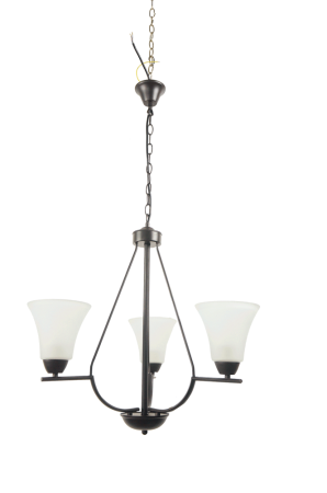 Lustra/pendul dulie - Lustra Midnight negru cu alb, metal si abajururi din sticla alba, 3 dulii E27