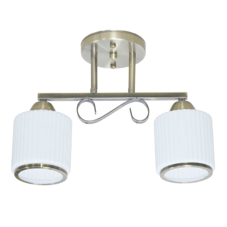 Lustra/pendul dulie - Lustra decorativa de interior cu doua dulii E27, finisaj alama si sticla alba