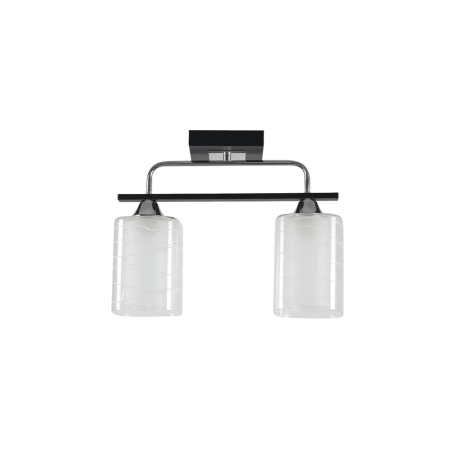 Lustra/pendul dulie - Lustra decorativa crom negru cu abajur din sticla alba si doua dulii E27