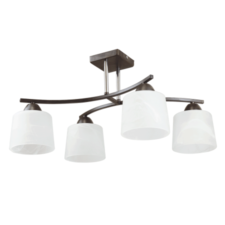 Lustra/pendul dulie - Lustra decorativa Osaka alb wenge cu 4 dulii E27 si abajururi din sticla alba