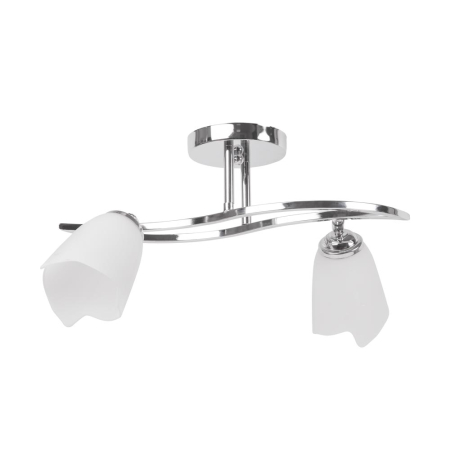 Lustra/pendul dulie - Lustra decorativa crom alb cu doua dulii E27 si abajur din sticla alba